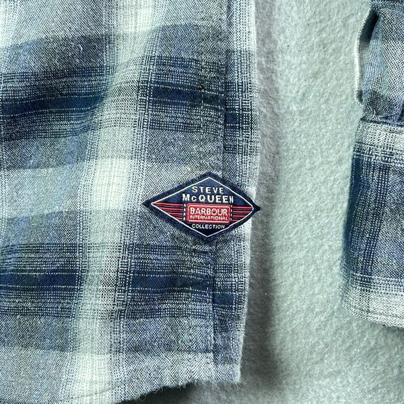 Barbour International Steve McQueen Shirt Mens Small Plaid Slim Fit - Picture 6 of 11